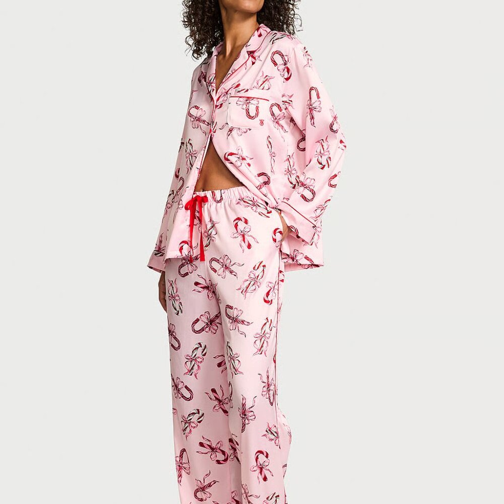 Victoria's Secret Glazed Satin Long Pajama Set L (Long) NWT